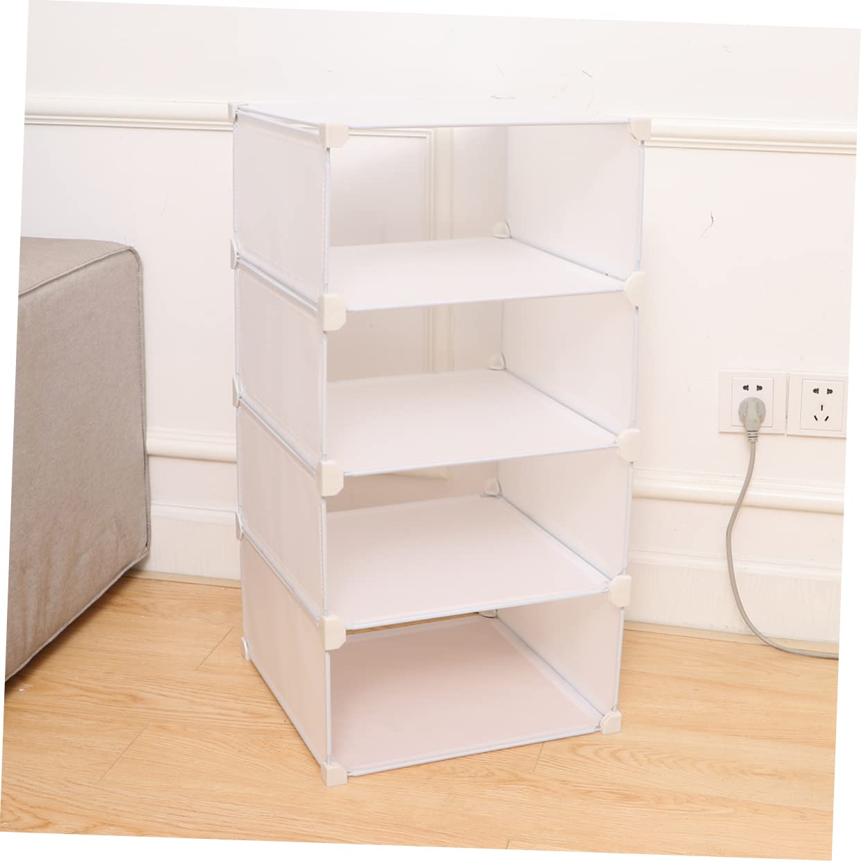 Armadio Organizzatore Armadio Rack di Stoccaggio con Ripiani e Cassetti Tessuto Comò Stand per Abbigliamento Stoccaggio Bianco Tessuto Armadio Organizer Mensola Stand