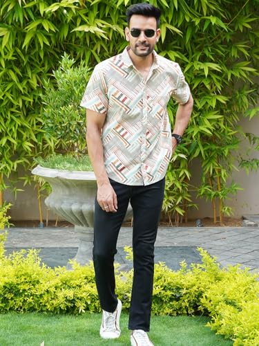Image of Men's Multicolor Cotton Checked Casual Printed Shirt