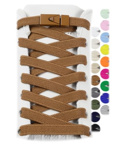 Stepace 2 Pares de Cordones Elásticos Deportivos Sin Lazo Para Adultos y Niños 13mm de Ancho Talla Única Marrón 120