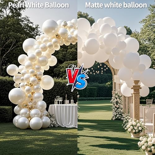 Image of 100pcs Pearl White Balloons 12 inch White Latex Party Balloons for Wedding Engagement Bridal Baby Shower Birthday Anniversary Party Decorations