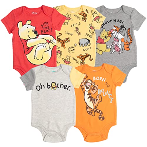 Image of Disney Mickey Mouse Lion King Pixar Winnie the Pooh Classics Baby 5 Pack Costume Bodysuits Newborn to Infant