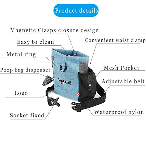 Hotgirlhot Magnetfunktion Futterbeutel für Hunde,Hunde Leckerlitasche Snack Bag mit Clip & Verfügbares Tasche Schultergurt für Hundetraining und Ausbildung,18 * 19CM/7 * 7.4 Zoll (Grün)