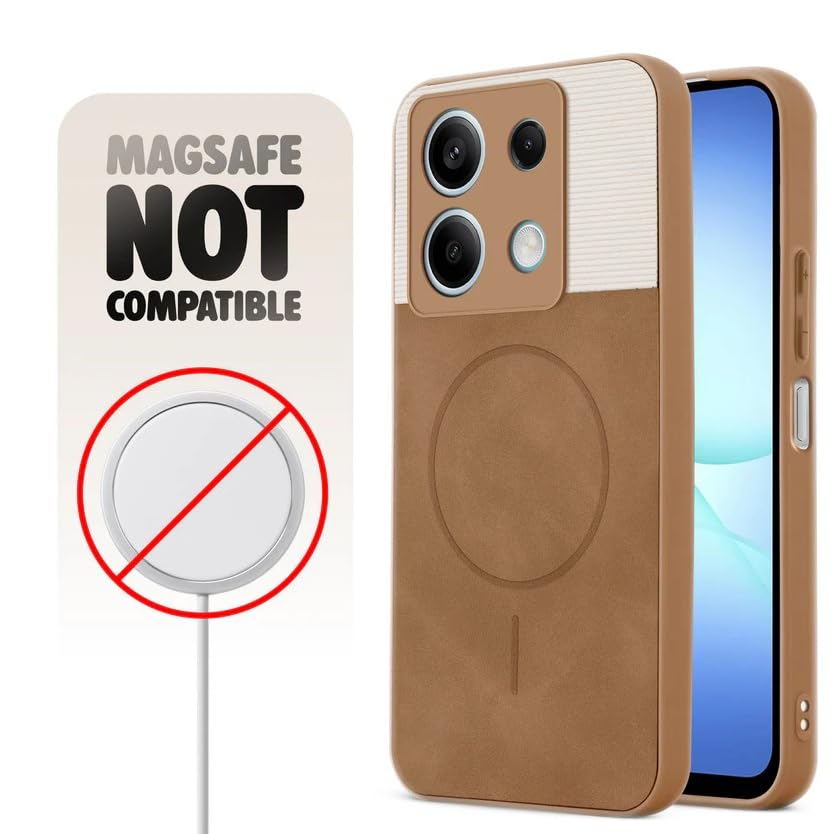 Image of Bintage CASE Dual-Leather Mac Safe Design Phone Case| Soft Touch Finish | Full Camera Protectection Back Cover Compatible for Redmi Note 13 5G - White & Nut Brown