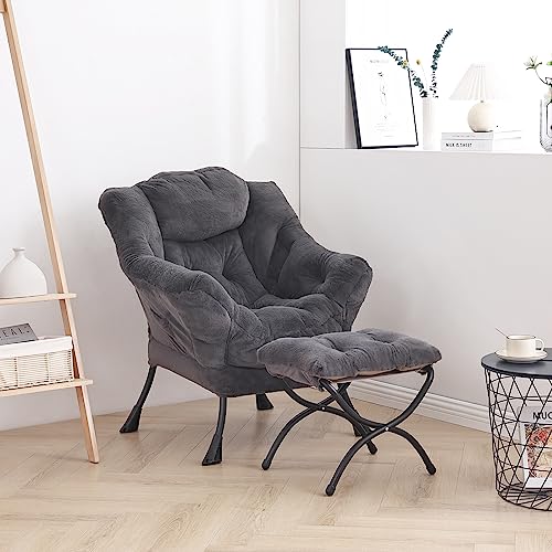 Image of LITA Modern Accent Leisure Upholstered Sofa Chair, Lounge Reading Chair with Armrests and a Side Pocket for Living Room, Bedroom & Small Space, Plush Navy