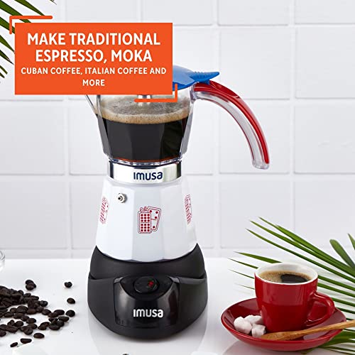 Image of Imusa Special Edition Electric Cuba /Domino themed Espresso Maker, 3 or 6 Cups, White, Red, Blue (Pack of 2)