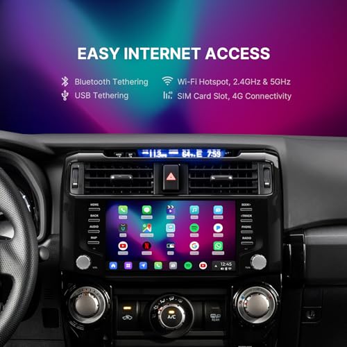 Image of Head Unit for Toyota 4Runner 2010-2023 with Carplay & Android Auto, 8GB+256GB, Android 13, HD Video Output, 9'' QLED Screen, Mirror Link, AM /FM Radio, 4G LTE /5G WiFi, Gyroscope, DTS