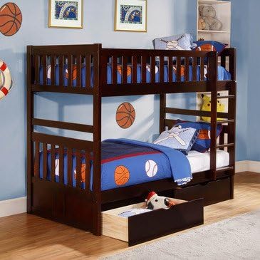Homelegance Rowe Twin/Twin Bunk Bed with Storage Drawers in Dark Cherry