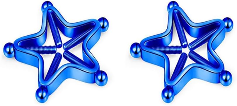 Star Fake Nipple Rings for Women Non-Piercing Nipplerings Nipple Clip Barbells 316L Stainless Steel Cute Body Jewelry (Blue)