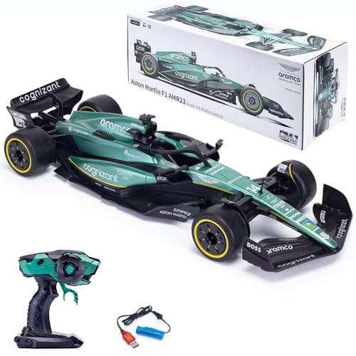 Aston Martin F1   Coche teledirigido AMR22 (Escala 1:14) – Mando a Distancia de 2,4 GHz – Modelo de Coche de Carreras de Aston Martín – Conductor: Fernando Alonso & Lance Stroll – Fórmula 1