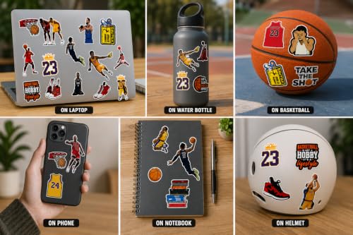 Image of Sticker Pack, Cute Aesthetic Stickers, Gen-Z Vibes, Vinyl Waterproof Stickers for Laptop, Water Bottle, Journal, Scrapbooking Gift, (4 Sheets), NBA