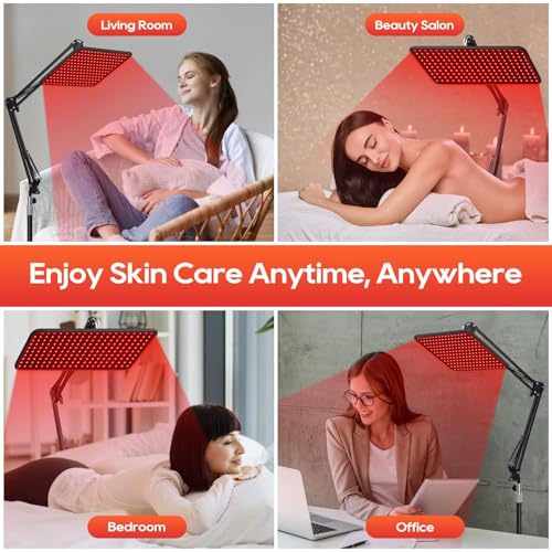 Image of Red Light Therapy for Body and Face, 660nm 850nm 940nm Infrared Redlight | Redlight-Therapy Lamp Device with Large Panel and Stable Stand at Home, Idea Gift for Women Wife Mom Sister Girlfriend (L)
