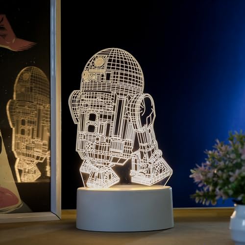 PopLumos - Lumin&aacute;ria led 3d, abajur de mesa,star wars, R2D2