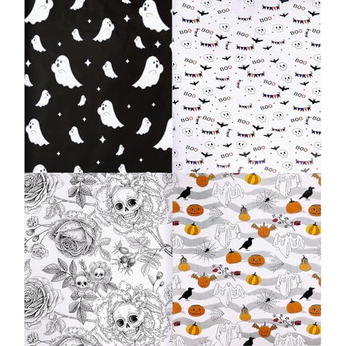 20 Sheets Halloween Tissue Paper 4 Spooky Designs 50×35 cm for Gift Wrapping & Crafts(C)