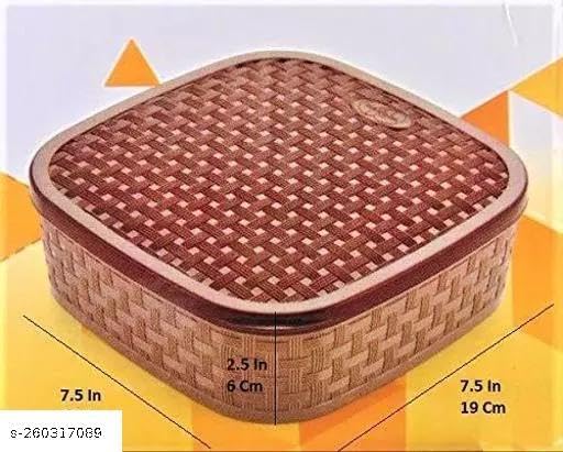 Image of KP International Rangoli dubba 7 Section Multipurpose Plastic Masala Box for Kitchen Royal Spice Boxe for Kitchen Container 7 Compartments with 1 Spoons (Square) Masalabox,23A KP81