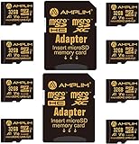 Amplim 32GB Micro SD Card, 8 Pack MicroSD Memory Plus Adapter, MicroSDHC Class 10 UHS-I U1 V10 TF Extreme High Speed Switch, Raspberry Pi, Phone Galaxy, Camera Cam, Tablet, PC