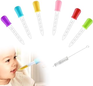 6 Piezas Pipetas de Silicona de 5 ml Dispensador Líquido de Plástico con Cepillo de Limpieza para Transferencia de Líquidos Hacer Golosinas en Moldes Niños Mascotas Plantas