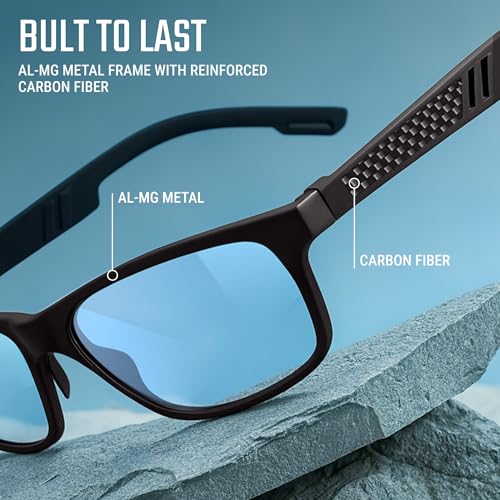 Carbon Blue Light Blocking Glasses Men for Computer, Gaming, Metal Frame Green Light Protection Night Driving Glasses for Man - Image 5