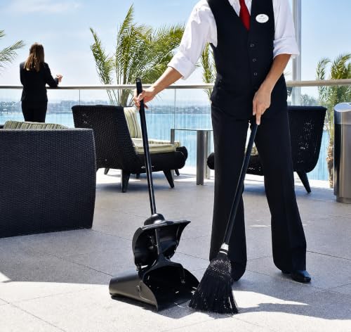 Image of SES JOBBY Dustpan with Broom Set, 180 Adjustable Angle, Rotating Broom, Easy Assembly, Cleaning Set for Heavy Duty Use in Homes, Hotels, Restaurants and Public Places.
