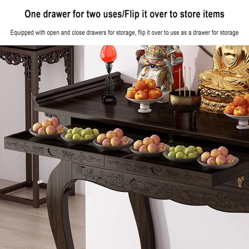 Table de prière bouddhiste avec tiroir 100 cm meuble d'autel puja