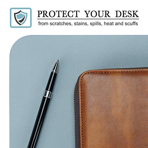 Knodel Tappetino da Tavolo, Sottomano da Ufficio, 90cm x 43 cm in Similpelle PU, Tappetino per Laptop, Tappetino da Scrittoio Impermeabile per Ufficio e Uso Domestico, Doppia Facciata (Blu Chiaro)