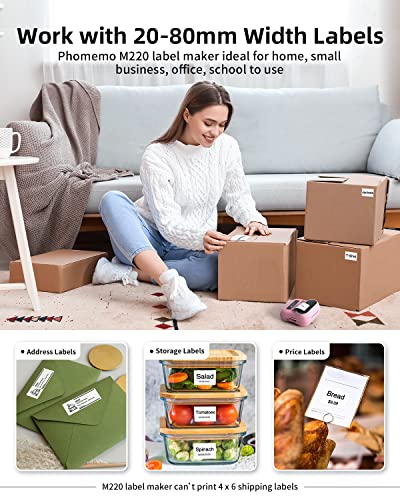 Image of Phomemo M220 Bluetooth Label Maker,Portable Thermal Printer | for Small Business Office Home - 1900+ Templates 7900+ Icons - Compatible Phone, PC