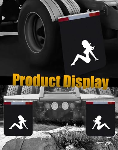 Image of Semi Truck Mud Flaps and Reflector Strips Kits 24 inchx30 inch, Universal Heavy Duty Polymer MudFlaps Splash Guard for Semi Truck Tractor Trailer, Compatible with Freightliner /Kenworth /Peterbilt (2Pcs)