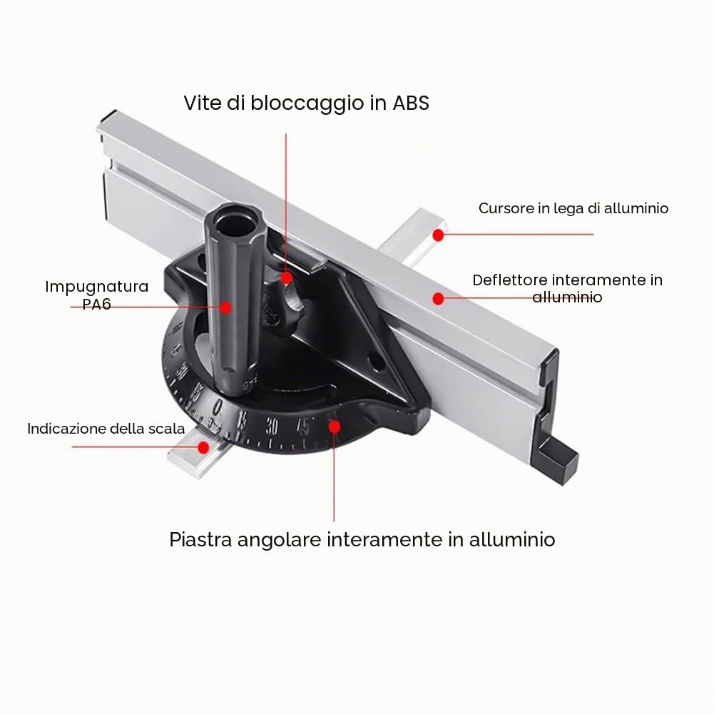 ZYWUOY Mitra Calibro, Righello Piastra Angolo per Tavolo Seghetto di Spinta Blocco Recinzione Regolabile Mitra Gauge