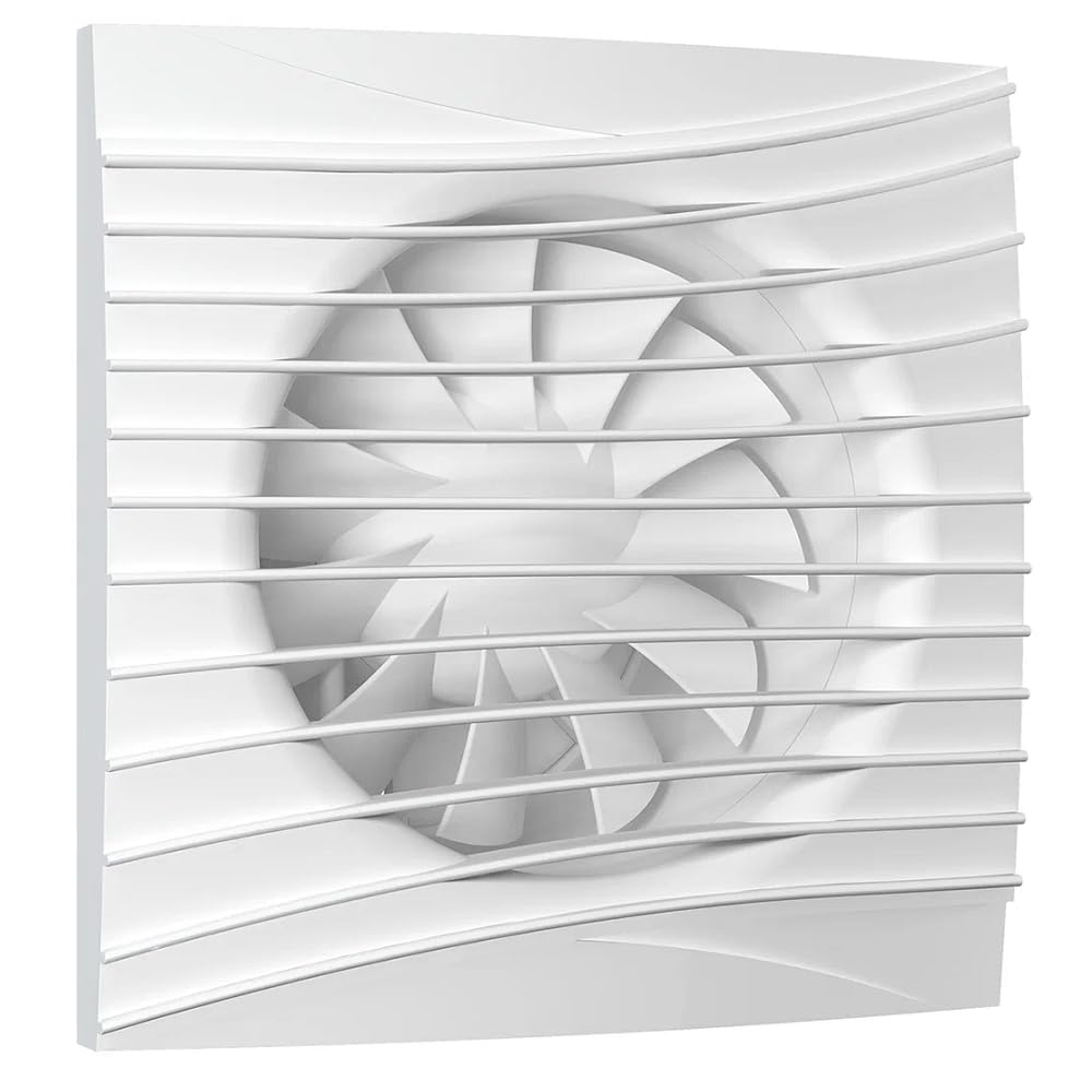 Vlano ONDA 100 TH Badlüfter mit Feuchtigkeitsensor, Nachlauf und Lichtsensor, Lüftungsmodus, Rückschlagklappe,100mm, Decken- und Wandmontage Raumventilator, TIMER, HYGRO, 90 m³/h,