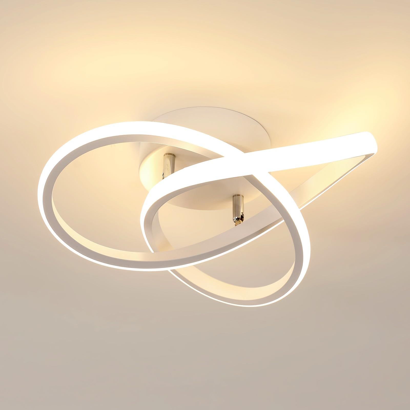 Comely Plafoniera LED Soffitto, 30W 3300LM Lampada da Soffitto Moderna, Luce Bianca Calda 3000K, Design Fiore Acrilico Lampadario LED Soffitto Bianco per Camera da Letto Soggiorno Cucina