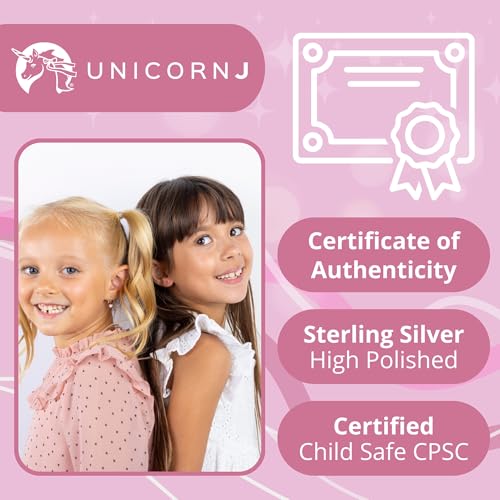 UNICORNJ Sterling Silver 925 Heart Earrings Leverback for Girls with Enamel4