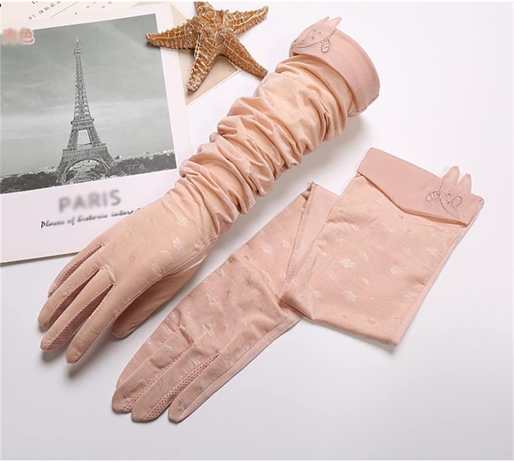 HBJWOV Driving Mid-length Gloves Women's Thin Arm Guards Shading Ice Silk Sleeves