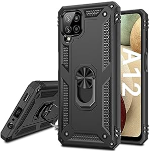Samsung Galaxy A12 Case, Vakoo [Military Grade Anti-Drop] [Built-in Tough 360° Rotatable Ring Holder] Heavy Duty…