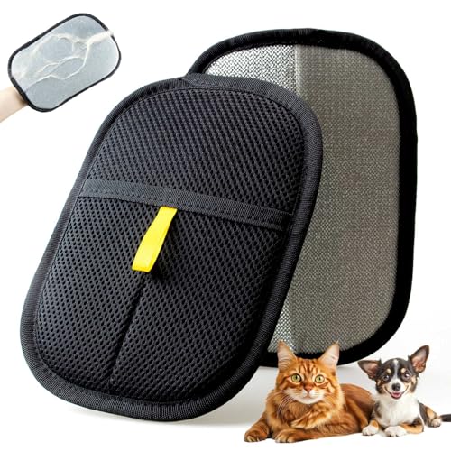 POUPUA Newly Upgraded Pet Hair Removal Glove - Thickened Electrostatic Cat Dog Hair Remover Glove, Reusable for Couch, Carpet, and Car Seat (Black,1 Glove)