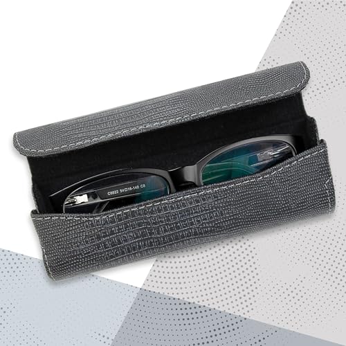 Image of Orsus Reading Glasses Hard Case, Premium PU Leather Horizontal Eyeglass Holder with Magnetic Closure for Women and Men