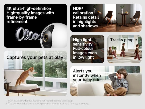 XIAOMI Smart Camera C701 4K Ultra HD,360° panorama,Two Way Talk,Infrared night vision,Dual-band Wi-Fi 6, White - Image 2