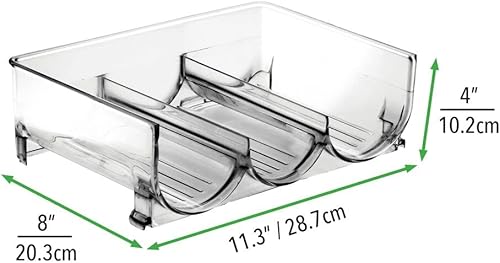 Miniatura 8 de mDesign Estante apilable de plástico para 3 botellas, organizador de almacenamiento de cocina para botellas de champán, vino o agua, organizador de