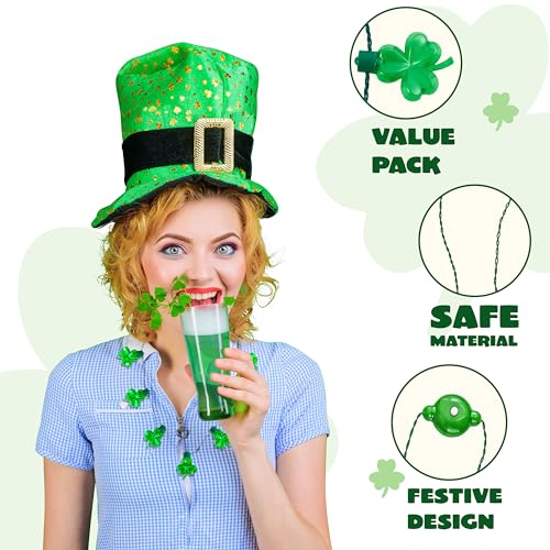 JOYIN 3 PCS St Patrick's Day Light Up Necklaces,Green Shamrock Bulb Necklace for Costume Dressing-up Accessories Saint Patricks Decorations Party Favor Supplies - Image 4