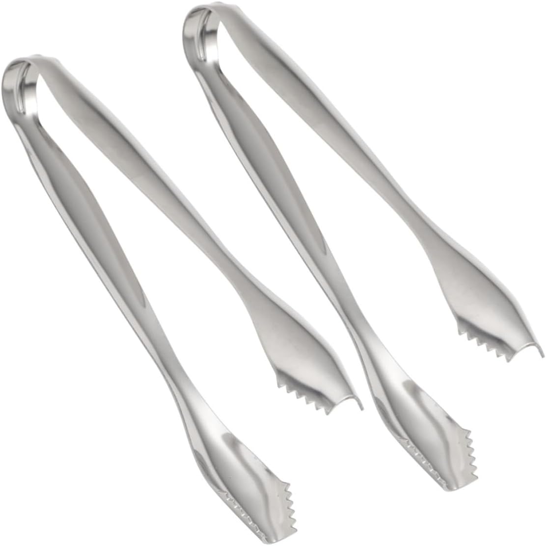 2pcs Stainless Steel Ice Cube Tongs Sugar Cube Tongs for Tea Serving Tool Silver Serving