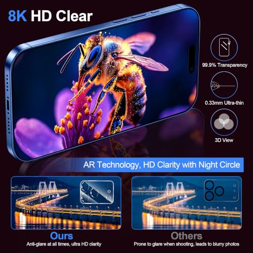 QHOHQ für iPhone 18 Pro für Panzerglas, 9H+ Schutzfolie, 3+3 Stück – Ansicht 5
