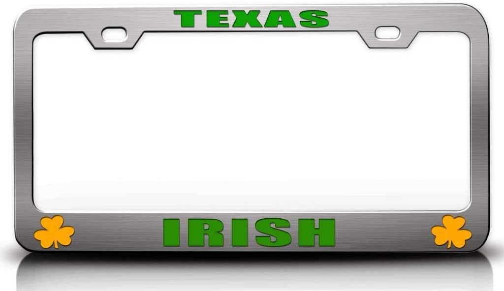 Texas Irish Irish Flag Metal Car SUV Truck License Plate Frame Ch r58