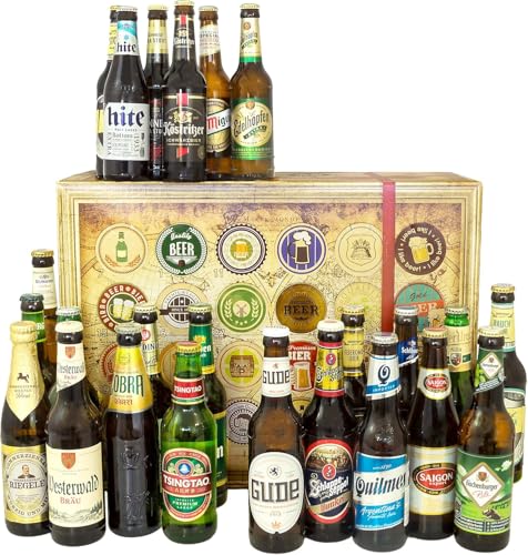 Geschenkbox 24x Biere der Welt & Deutschland - Bier Geschenkset für Männer