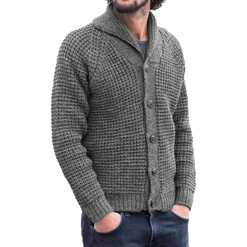 JEShifangjiusu Mens Flip Collar Knit Outerwear Lightweight Ventilation Cardigan Sweater Ribbed Hem Cuff Casual Knitwear