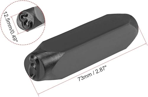Miniatura 2 de uxcell Juego de 2 sellos de metal de números, 12" 0.492 in, digital 0 a 9, juego de punzones de madera, cuero, acero, herramienta de punzón de
