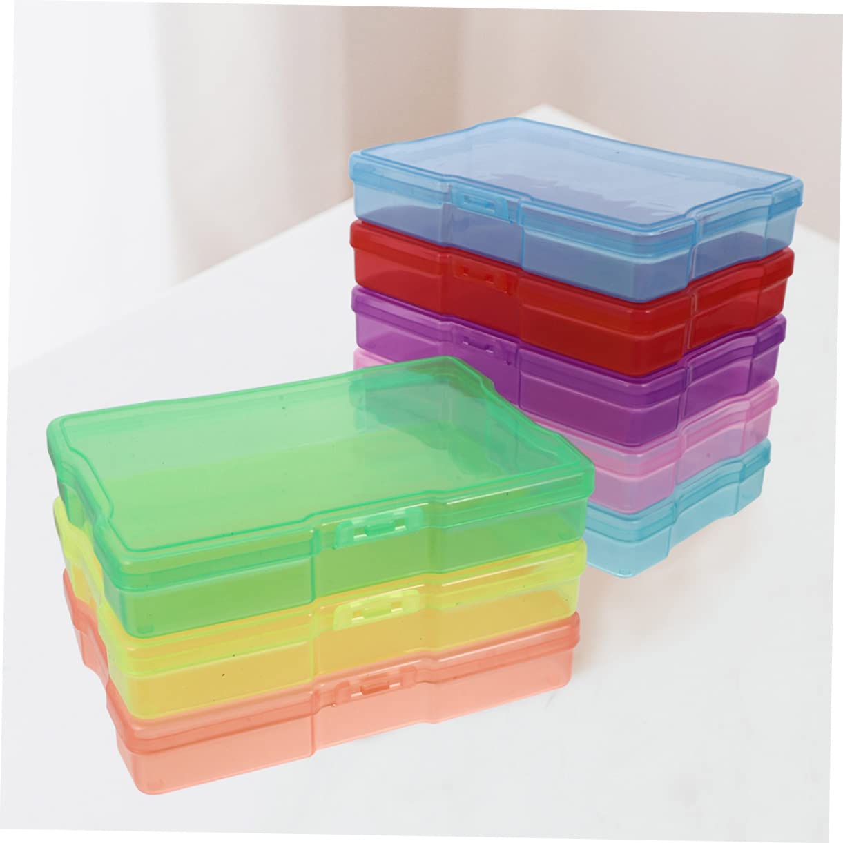 Housoutil Boîtes de Rangement en Plastique Amovibles Lot de 10 Couleur Aléatoire Design Simple et Généreux pour Photos et Cartes Postales pour Bureau ou Étagère