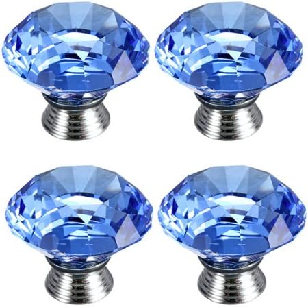 4 Pcs 40mm Crystal Glass Cupboard Wardrobe Cabinet Door Drawer Kitchen Knobs Handle