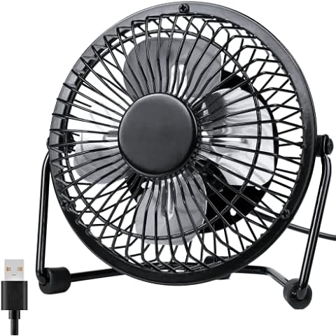 Zuvas Desk Fan Quiet Small USB Fan 360° Rotation Portable Table Fan 2 Speed Mini Personal Fan Air Cooling Electric Fan for Home Office Bedroom Travel Camping, 4 inch Black Cover