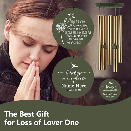 Image of Personalized 30 /36 inch Wind Chimes Memorial, Deep Tone Memorial Wind Chimes for Loss of Loved One /Mom /Dad, Sympathy Gifts for Bereavement(Produced in Texas)