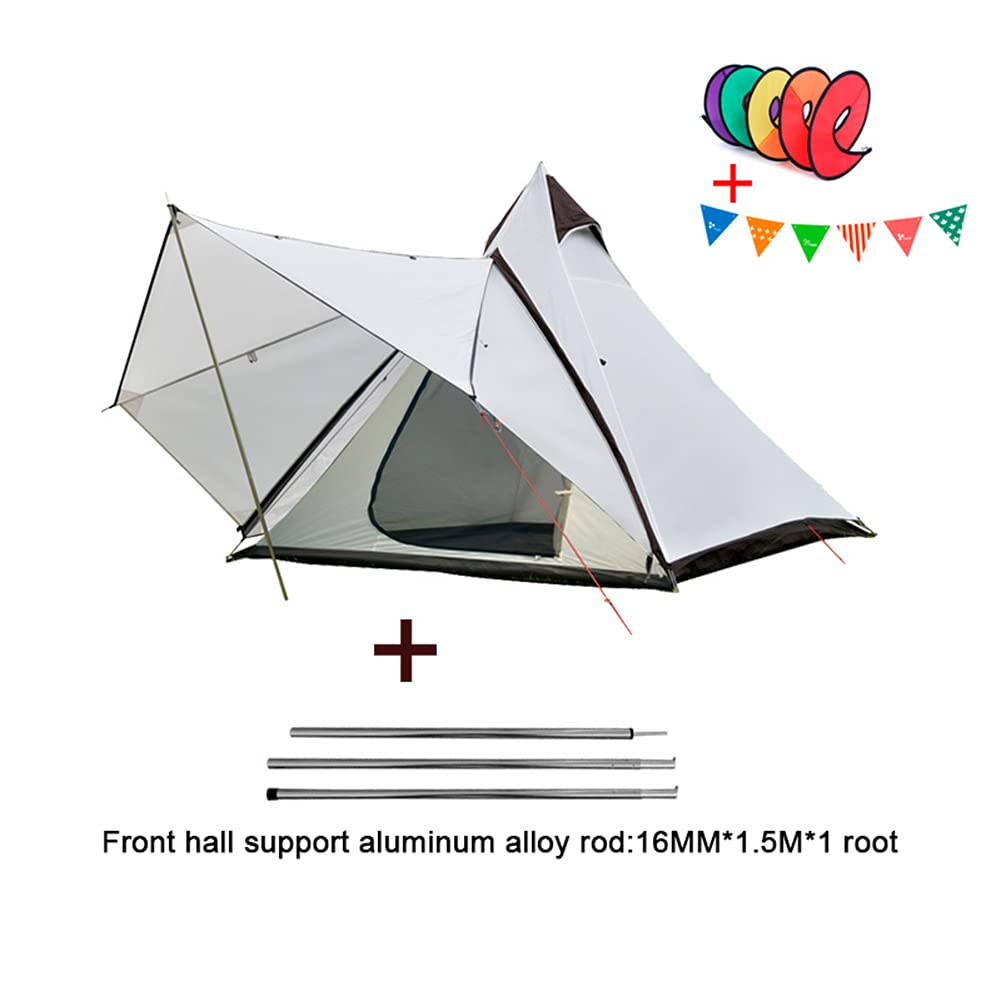 namiot, 4-osobowy namiot na kemping piramida namiot tipi na zewnątrz przenośny dwuwarstwowy indyjski namiot tipi na zewnątrz rodzinny namiot turystyczny jurta(White)