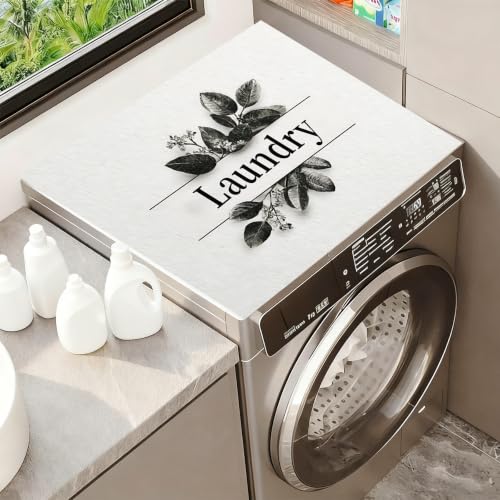 Image of Washer Dryer Top Cover Mat, Non-Slip Laundry Room Decor, Laundry Room Kitchen Appliance Decor Protector Universal 23.6 inchx19.7 inch (Laundry 2)