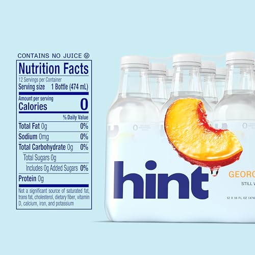 Image of Hint Fruit-Infused Bottled Water, Georgia Peach - Sugar Free Flavored Water with Zero Calories, Naturally Flavored, and No Artificial Sweeteners - 16 Fl Oz (Pack of 12)